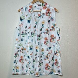 J. Jill Love Linen Sleeveless Floral Tunic Plus Size 1X